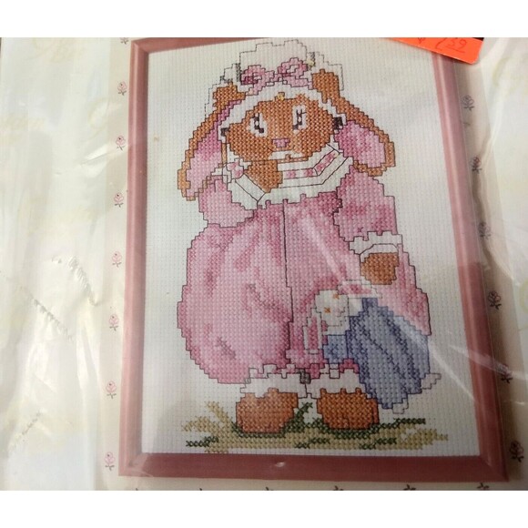 2 Golden Bee Counted Cross Stitch Kits w/Frame CLOVER BEDTIME & PERIWINKLE BUNNY - Picture 8 of 14
